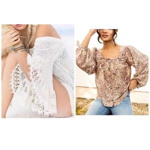 BUNDLE Jen's Pirate Booty x Free People Nightcap white paisley boho tops XS